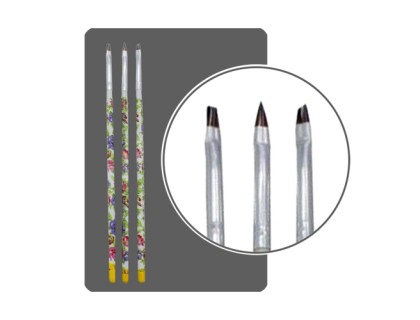 Набор кистей для дизайна с росписными ручками (3 шт.)