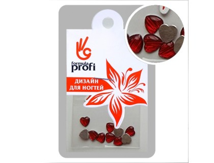Стразы пластиковые сердечко, цвет красный (10 шт)