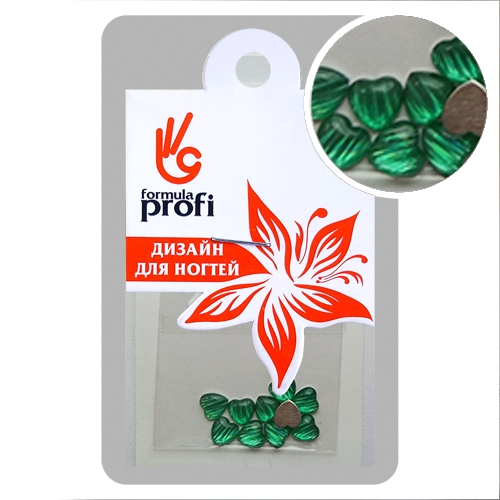 Стразы пластиковые сердечко, цвет зелёный (10 шт)